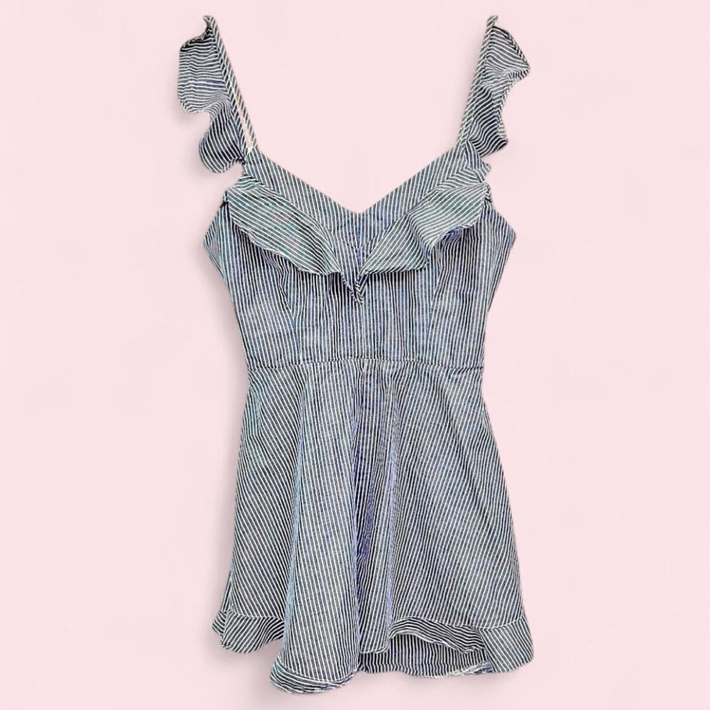 River Road | Blue + White Striped Romper